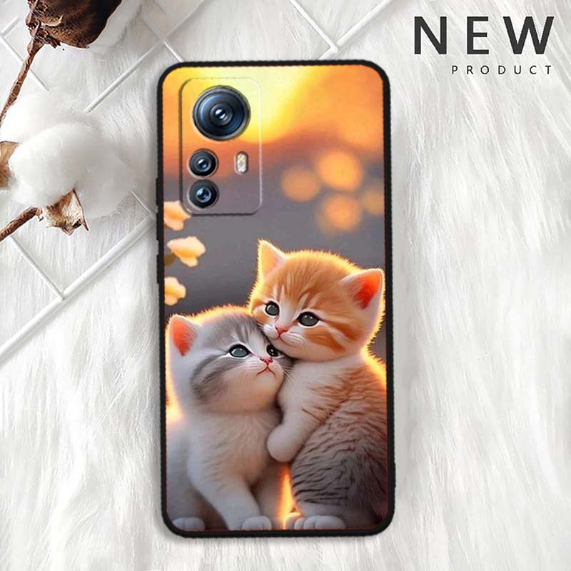 Милая мультяшная кошка Иллюстрация Для Xiaomi Mi 15 14 13 13T 12 12T 12S 11 11i 11T Pro Ultra Lite 5G Черный Мягкий Чехол для Телефона