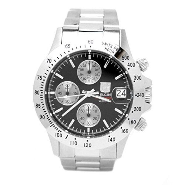 ELGIN FK1184S-B Часы с хронографом Японский механизм Водонепроницаемость Черный Мужские