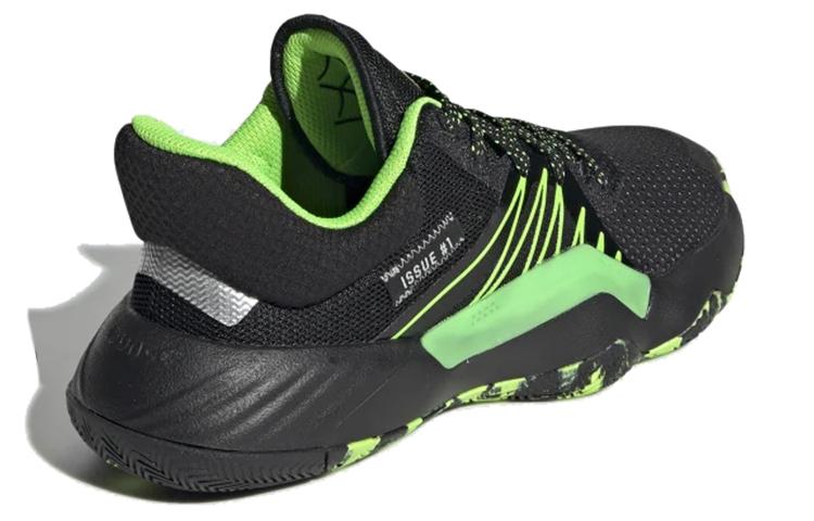 adidas ДОН. Номер 1 J Нескользящие Легкие Низкие Детские Баскетбольные Кроссовки Черно-Зеленые Подростковые EF2933