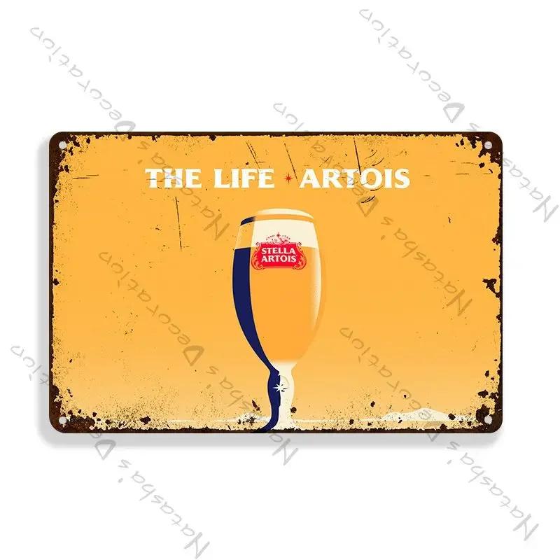 Декоративная тарелка Stella Artois Настенный декор Пиво Металлические знаки Настенная тарелка Винтажный металлический жестяной знак Индустриальный декор Домашний бар Жестяной знак