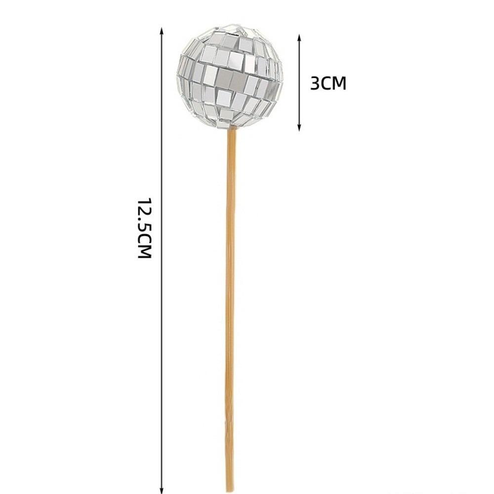 Retro Disco Ball Cake Toppers 70s 80s Style With Wooden Stick Cake Decoration Baking 3cm Cake Card Insert Wedding Decor Supplies