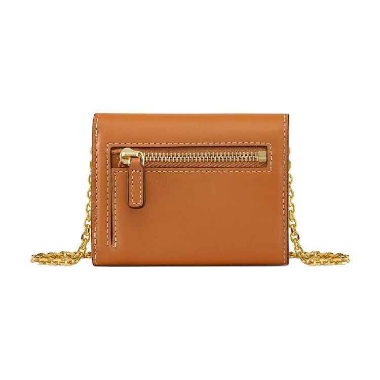 MCM Mode Travia Металлическая цепочка Кошелек-клатч WOC Сумка через плечо Мини-кошелек женский Коричневый Коньяк MYLCSLM01CO001