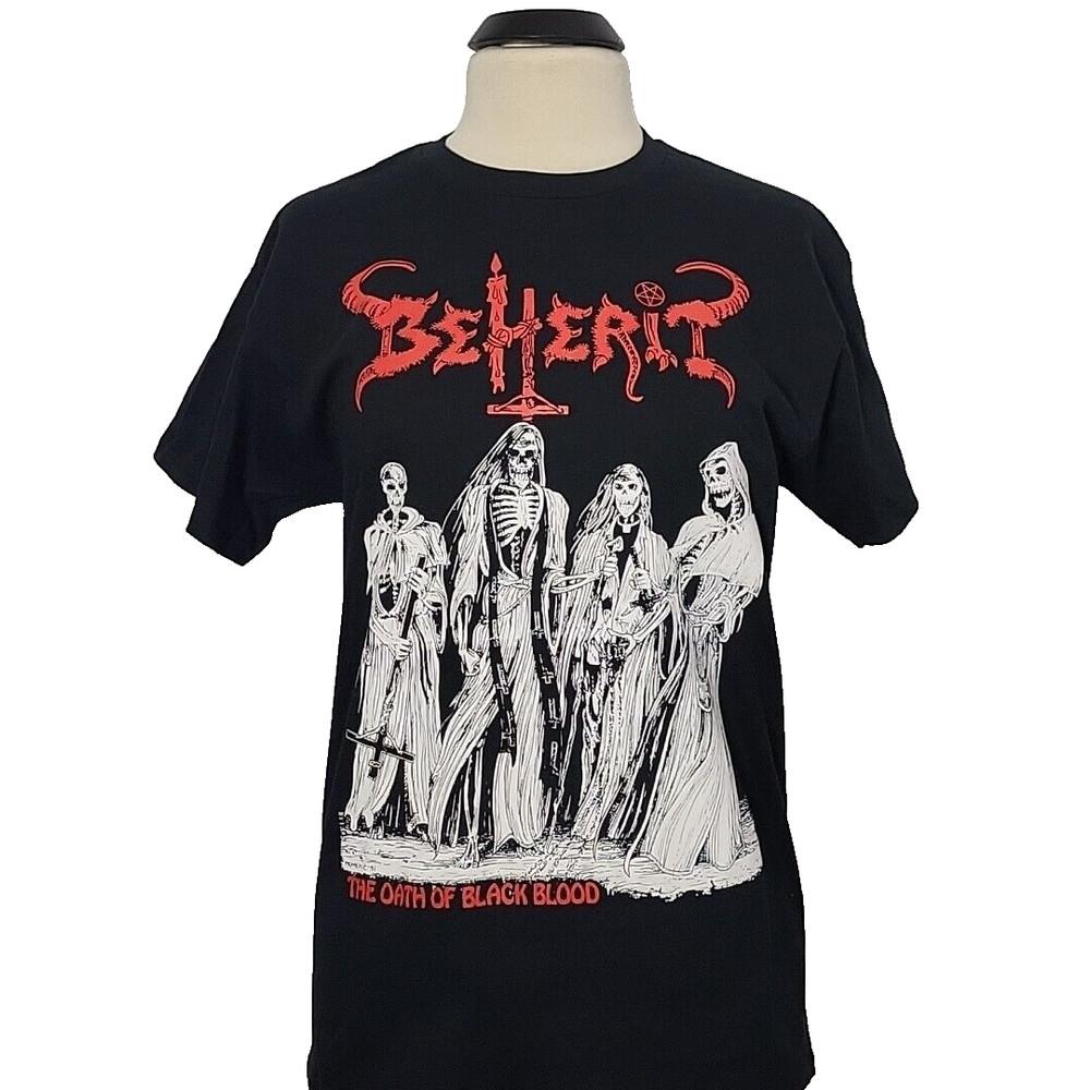BEHERIT The Oath Of The Black Blood L LARGE T-Shirt Black Mens Band Logo Unisex T-Shirt