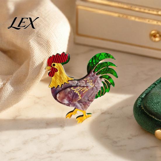 Cute Farm Brooch Chicken Rooster Pin, Acrylic Lightweight Farm-themed Jewelry Animal Jewelry, for Backpacks Hats Jackets Thanksgiving Funny Accessory