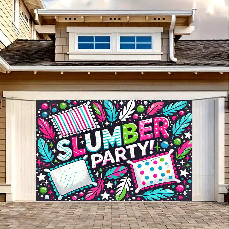 1 piece: Vibrant "Pajama Party!" polyester banner, suitable for birthday parties, festivals, etc. for a colorful bedroom.