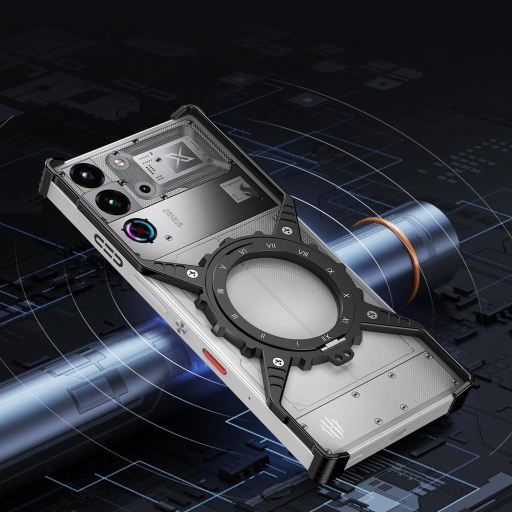 For ZTE Nubia Red Magic 10 Pro+ 5G/10 Pro 5G Case Magnetic Kickstand Aluminum Alloy+PC Bumper Phone Cover Heat Dissipation