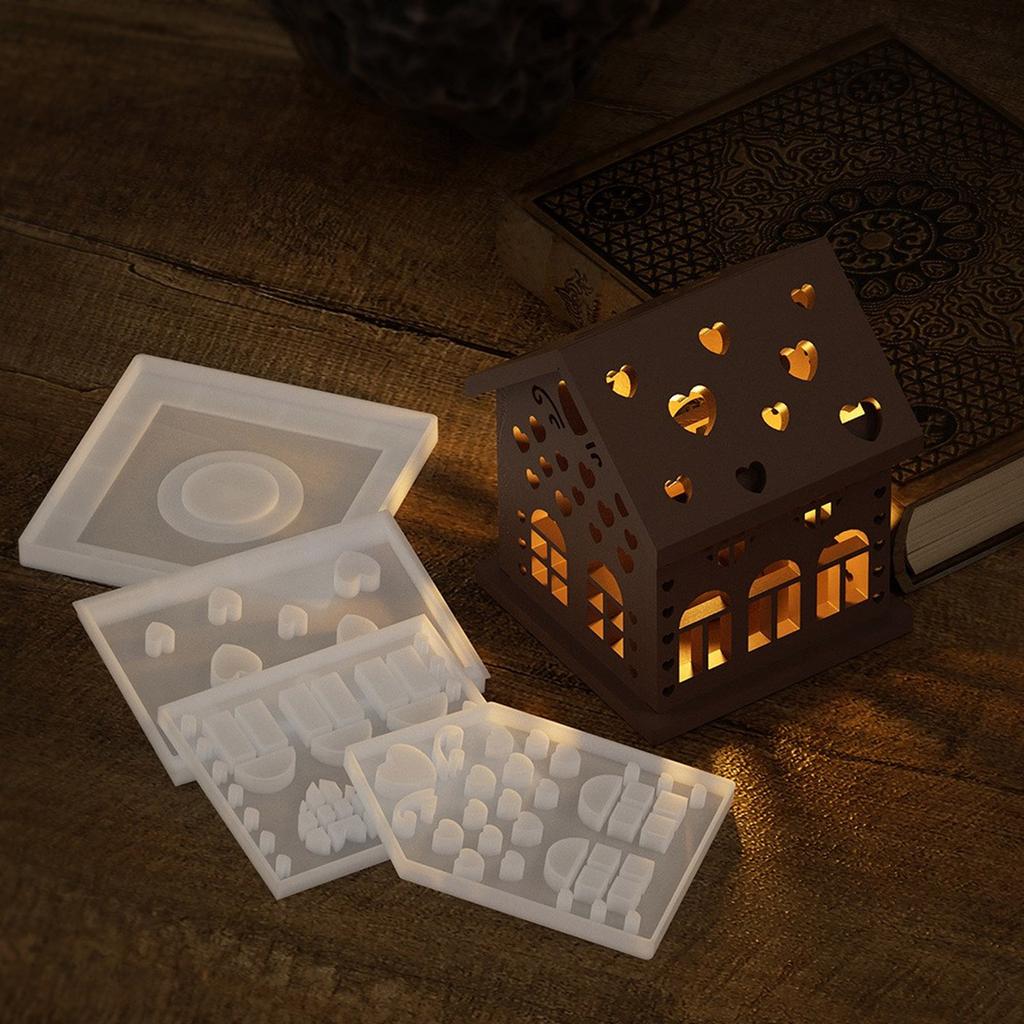 Heart House Candle Holder Silicone Mold DIYs Cement Gypsum Clay Candlestick Resin Ornaments Molds Home Decorations