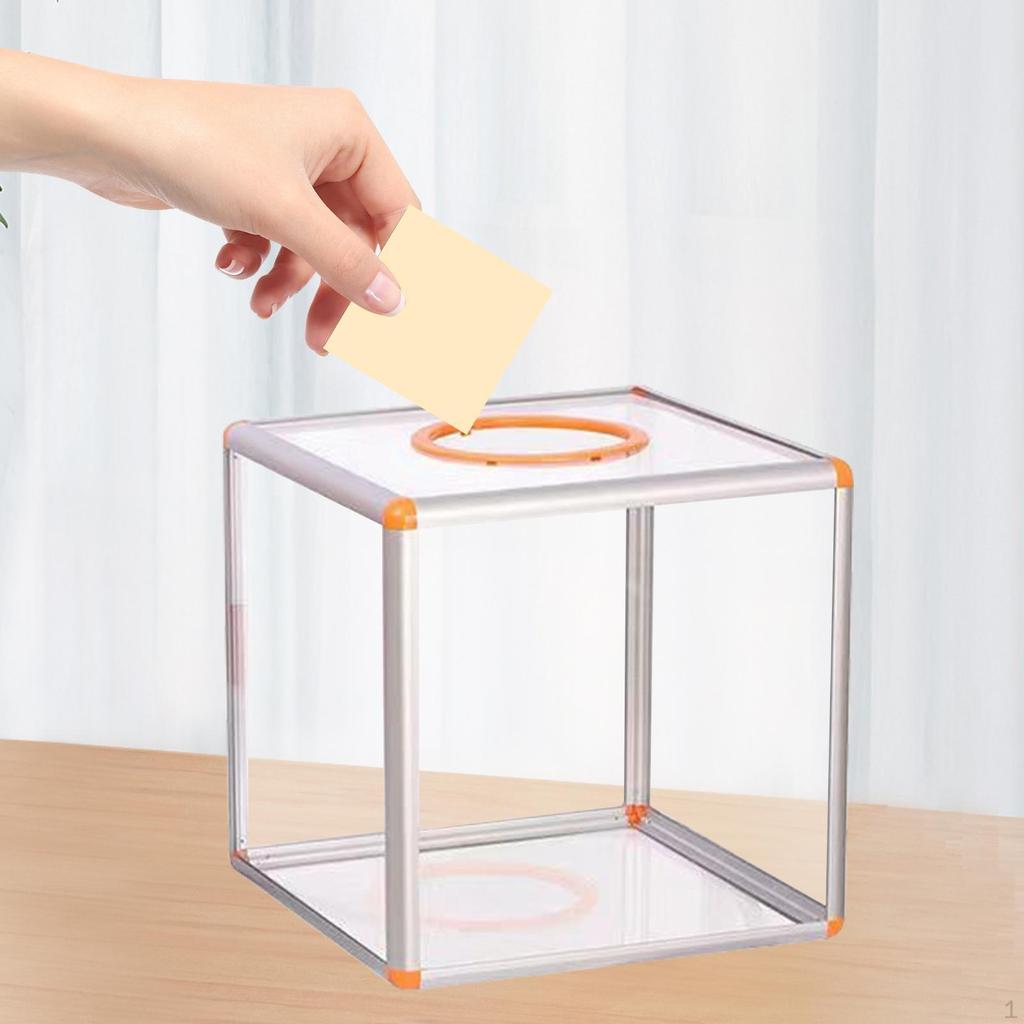 Acrylic Donation Box Clear Money Large Capacity Vote Ticket for Charity Contest Tip Bar