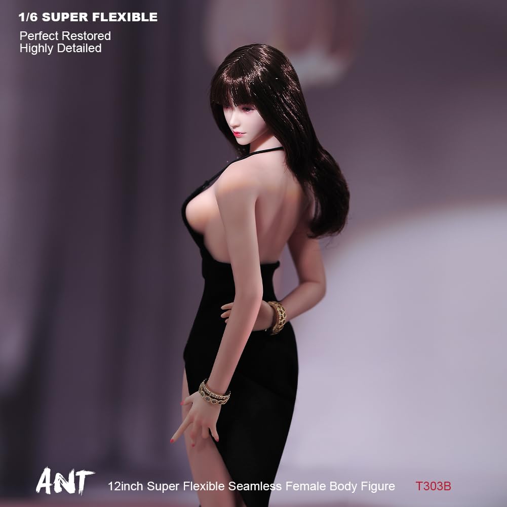 16 Scale Female Body, 12-inch, Ultra-Flexible Slim Body, 28 Joints, Mini 3D Action Doll, Bikini Set, Non-Removable Legs, Seamless Body (T303B White