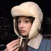 Padded Thermal Pullover Bomber Hat Adjustable Buckle Ear Flap Hat Retro Trapper Hat  Winter