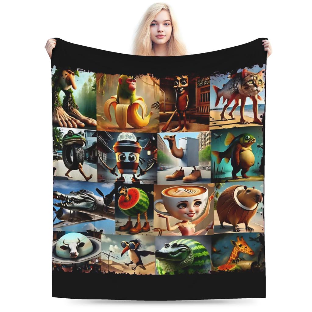 Ballerina Uchina Funny Italian Brainrot Meme Plush Blanket Students Flannel Throw Blanket For Couch Sofa Bed Warm Bedspread