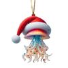 Yousheng Christmas Ornament 2D Acrylic Dog/Bear/Bee/Rabbit/Rooster Hanging Decoration Cartoon Animals Xmas Tree Pendant for Home Party Decor