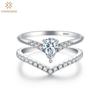 100% 925 Sterling Silver Sparkling Pear Cut 4*6MM 0.5CT 3EX VVS1 D Color Real Moissanite Diamonds Ring 2Pcs Wedding Engagement Jewelry