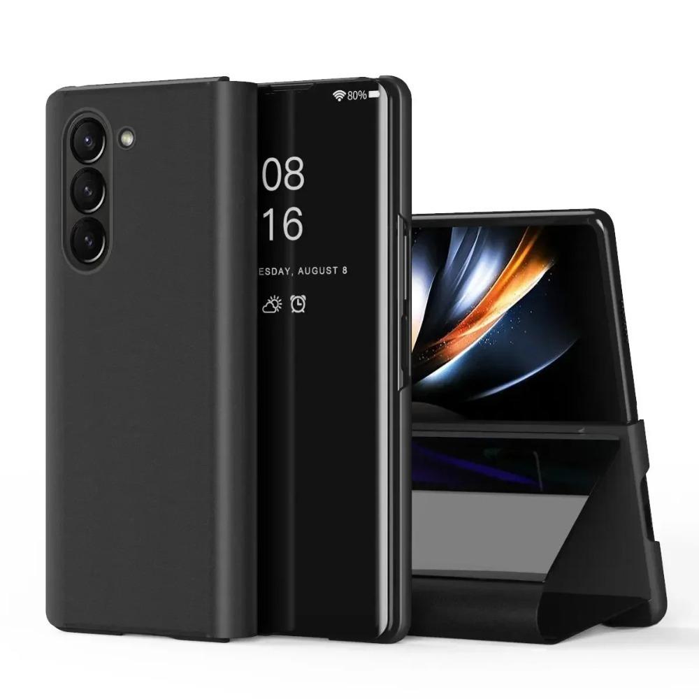 Бизнес Зеркальный Smart View Высококачественный Флип-кейс из Кожи для Samsung Galaxy Z Fold 7 6 5 4 3 Защитный Чехол от Падения
