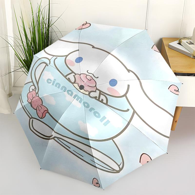 1 шт. Автоматический складной зонт Cinnamoroll, 8-реберный железный каркас, уличный зонт, идеальный подарок для фанатов, путешественников, для ежедневного использования