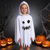 Kids And Adults Costume Halloween Ghost Cloak with Hood, Loose Fit Irregular Hem Soft Breathable Party Wear for Cosplay Party, White Spooky
