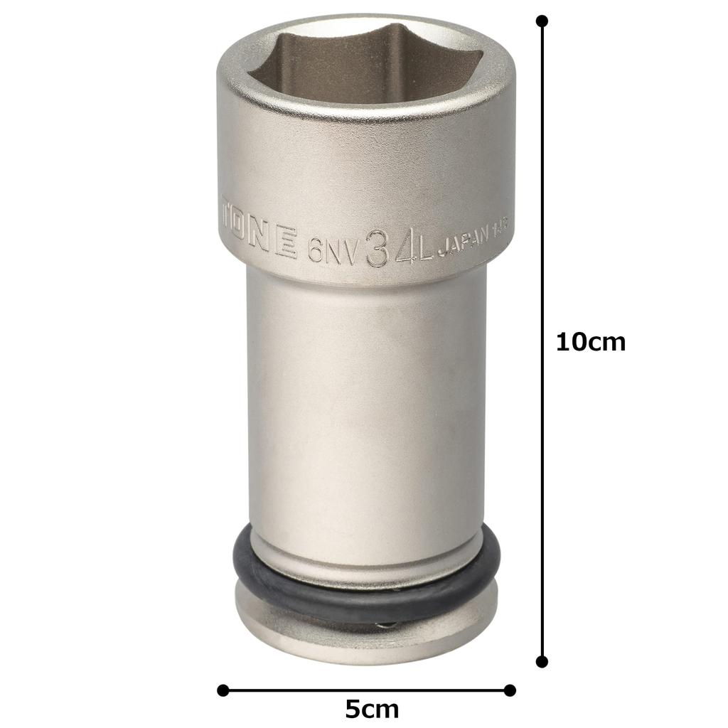 TONE Удлиненная головка для ударного инструмента Посадочный квадрат 19,0 мм Ширина зева 34 мм 6NV-34L (3/4")