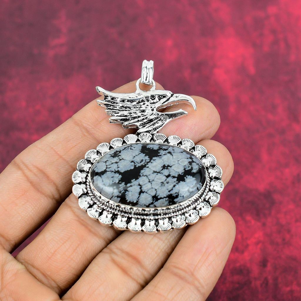Подвеска из обсидиана «Снежинка», изящная подвеска из стерлингового серебра 925 пробы с драгоценными камнями, для нее