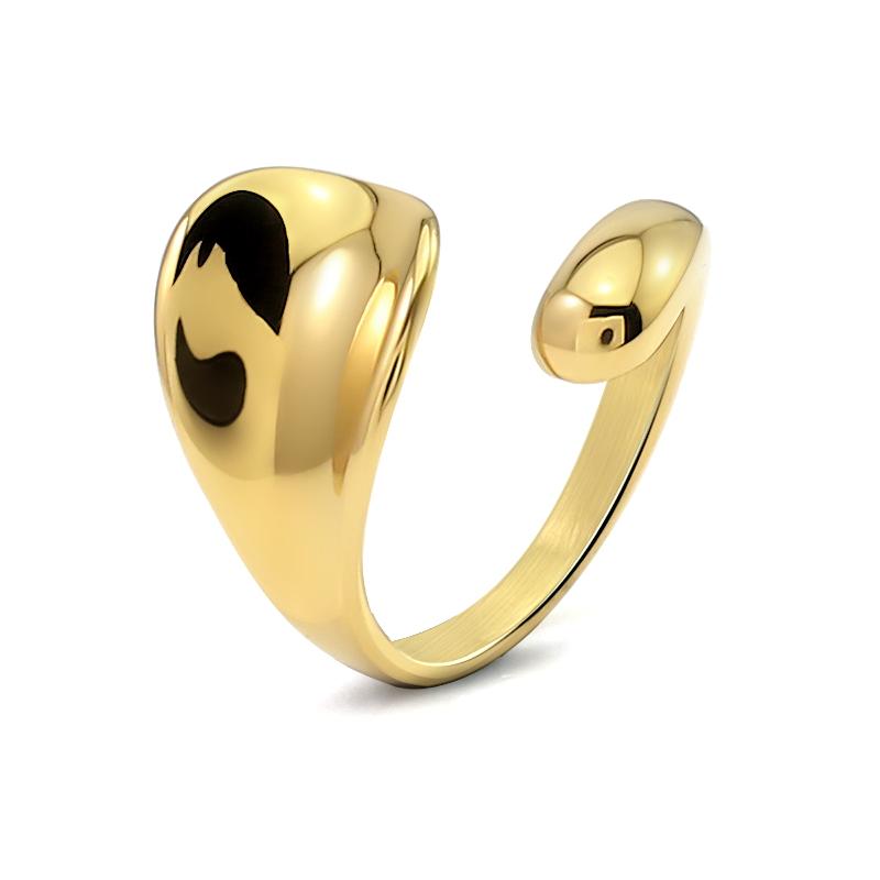 Women's Simple Stainless Steel Shiny Crooked Crisscrossed High Polish Geometric Punk Opening Ring Fashion Lady Jewelry