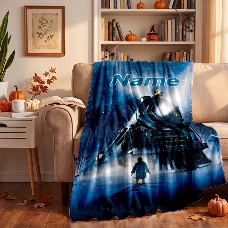 The Polar Express Custom Flannel Blankets Soft Warm Cozy Throws for Home Decor Holiday Gifts