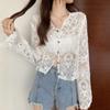 Женская кружевная трикотажная куртка с ажурным узором Sun Clothing