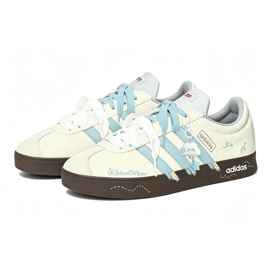 Adidas VL COURT 2.0 Maris Sal Blossom Slip Resistant, Abrasion Resistant, Lightweight Low top Skateboard Shoes Unisex HQ1802(Team2020-SBOX)