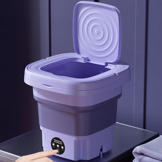 1 комплект 8 л Мини-стиральная машина складная Всесторонняя стирка Синий свет Сливная корзина Мощная вибрационная волна Телескопическая стиральная машина KTY