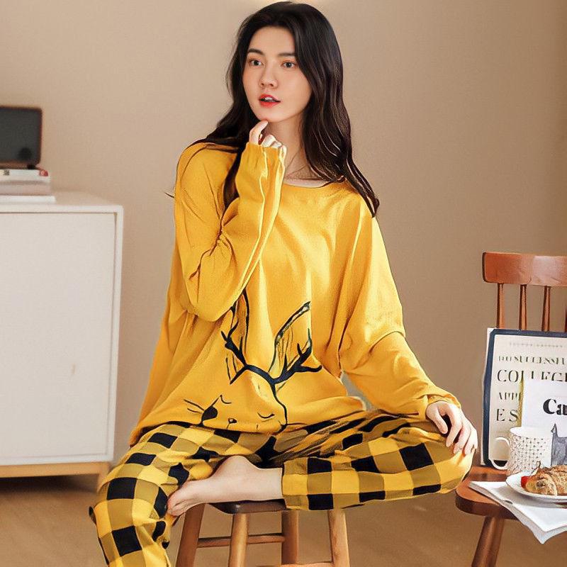Women's Cartoon Long Sleeve Pajamas - Cute & Comfy Korean Style for Spring & Autumn - Plus Size Available