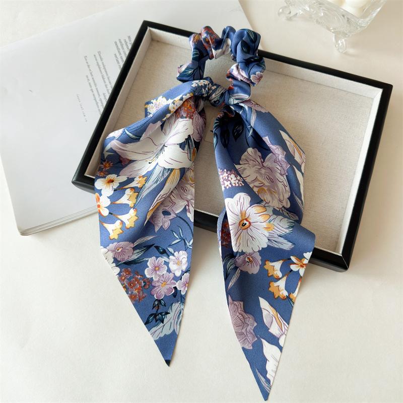 2025 New Flower Bow Hair Ribbons Scrunchies Vintage Satin Ponytail Large Hairbands Rubber Bands Headbands Women Hair Accessories
