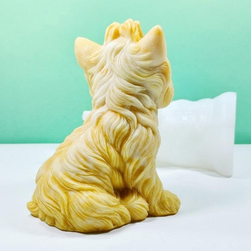 Stereo Sitting Little Dog Soap Mould Epoxy Gypsum Ornaments Therapy Candle Handmade Molds for Decorations