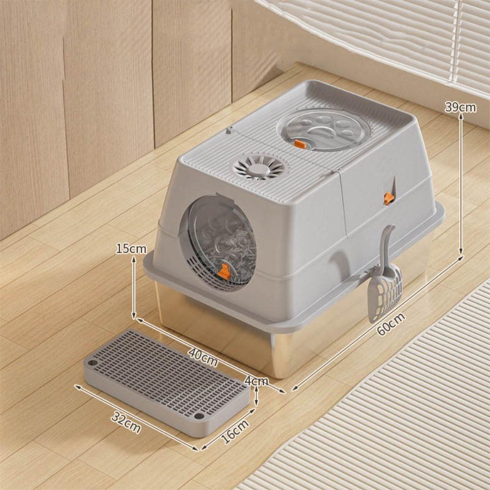 Stainless Steel Cat Bedpans Anti-splash Cover Cat Potty New Cat Litter Box Pet Supplies