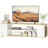 TV Cabinet With Wheels 120 Cm TV Stand For TVs Up To 55 Inches 2 Open Shelves White And Natural