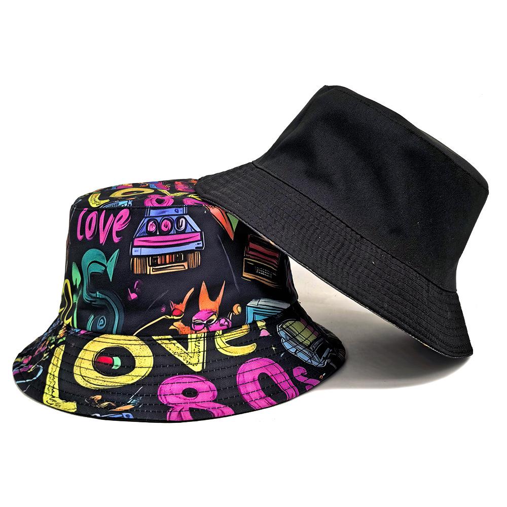 Cross-border Spring Summer Retro Women's European American Cartoon Fisherman Bucket Hat 100% Polyester Breathable Button Outdoor