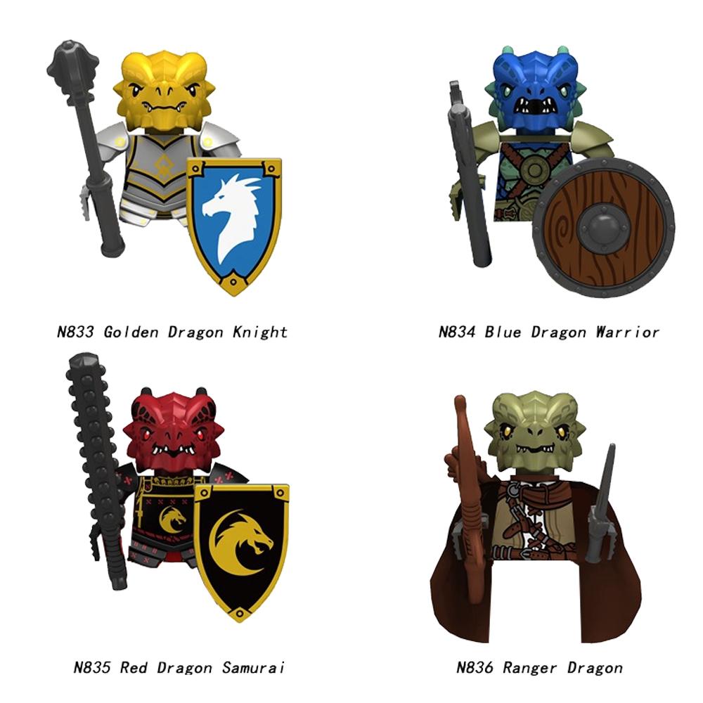 Средневековый Замок Солдат Фигурки Действия Строительные Блоки Дракон Аниме Рыцарь Аксессуар Боевой Конь Ополчение Шлем Щит Игрушка Подарок S015
