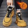 Мужские ботинки плюшевые 2024 зима новые на толстой подошве шнуровка рабочая обувь трендовые холодостойкие теплые хлопковые короткие ботинки Botas Para Hombre