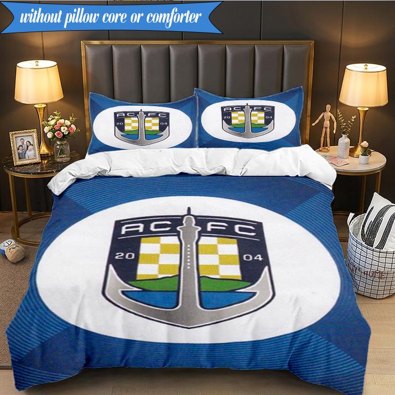 3PCS Auck-land Football Club Printed Soft Bedding Set,Including 1pc Duvet Cover And 2pcs Pillowcases Perfect for Bedroom, Dormitory, Fan gift