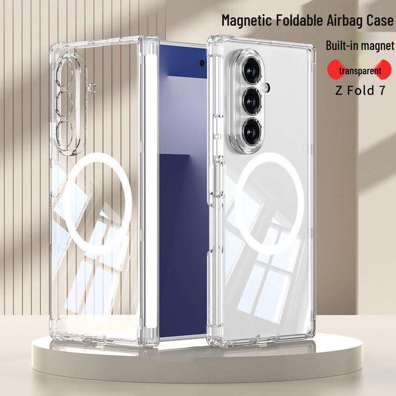 Samsung Z Fold7 Магнитный Прозрачный Защитный Чехол с Амортизацией от Падений и Совместимостью с Беспроводной Зарядкой MagSafe.