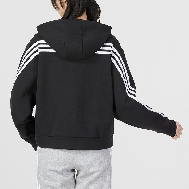 Adidas Толстовка с капюшоном Essentials с 3 полосками и молнией во всю длину, черная HT4715