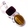 Tiger's Eye Amethyst Gemstone Pendant Handmade Anniversary Jewelry 2.3" B8y86