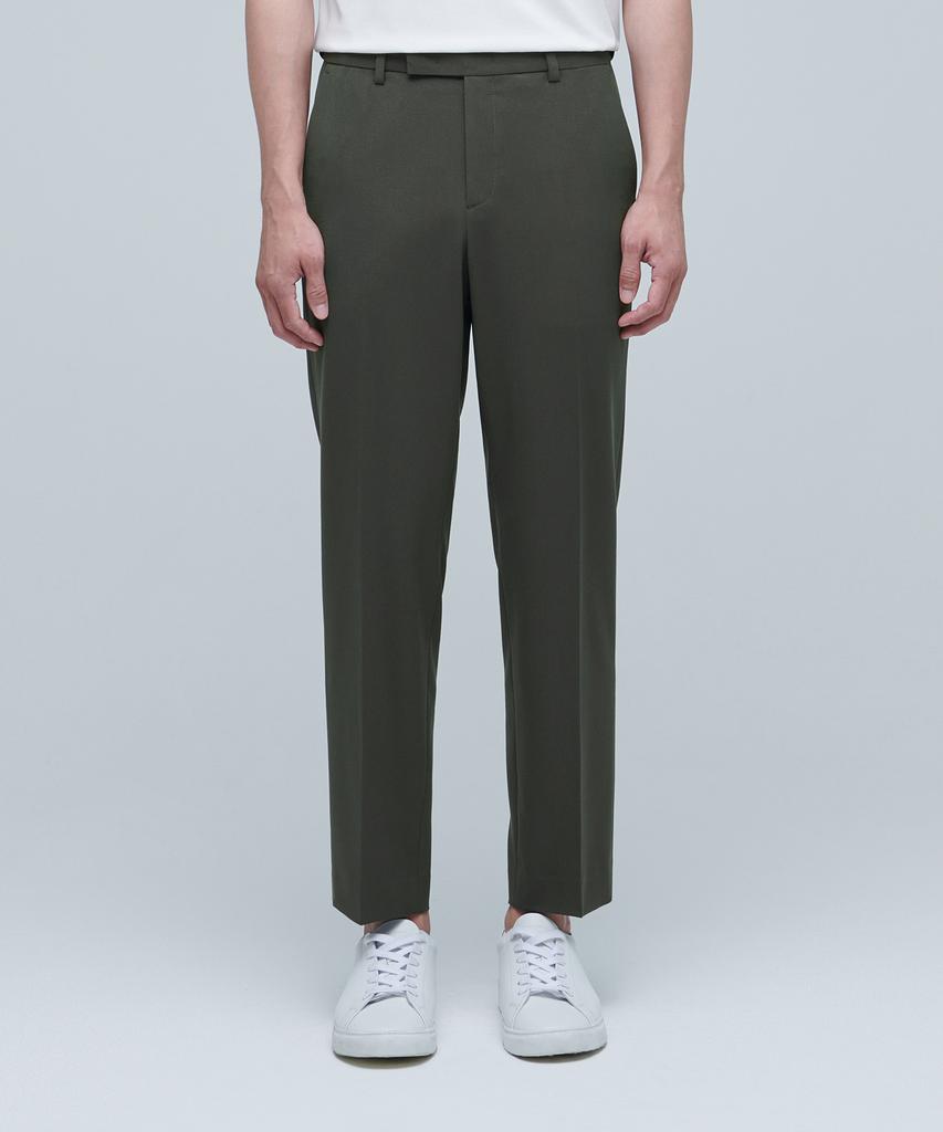 MUSINSA STANDARD Lightweight Relaxed Tapered Hidden Banding Crop Slacks [Dusty Khaki]