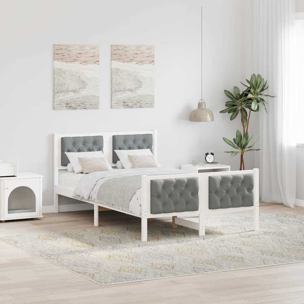 Bed Frame Light Grey 120 x 190 cm Solid Pine Wood