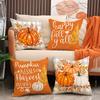 Autumn New Thanksgiving Pillow Cover Harvest Decoration Pumpkin Print Cushion Linen Breathable Comfortable Sofa Cushion