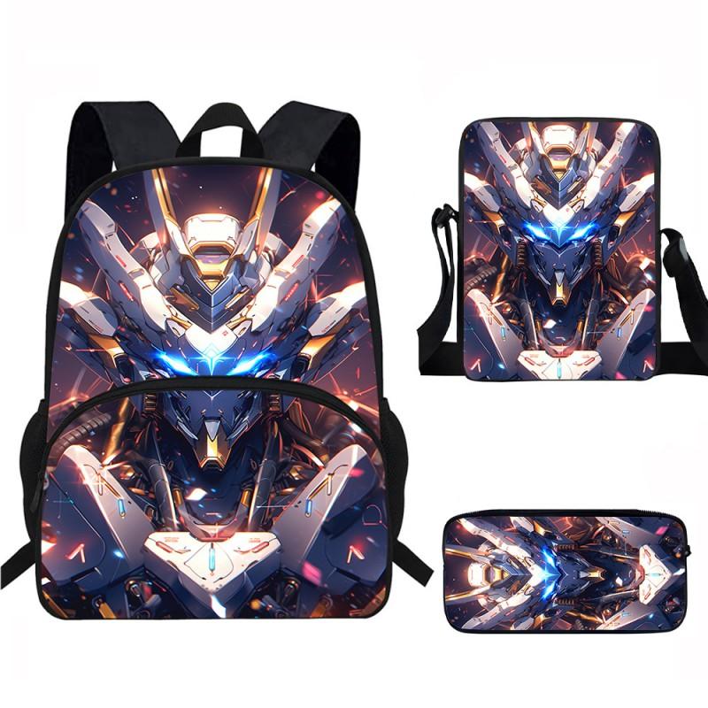 Kids School Backpack Set With Printed Cartoon Design - Lightweight Ergonomic Dual-Shoulder Bag Pencil Case Crossbody