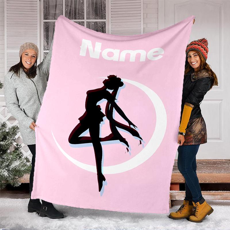 Personalized Custom Name Blanket - Sailor Moon Print Design,Blanket for Sofa,Bed,Travel,Camping - Soft and Warm, Great Gift