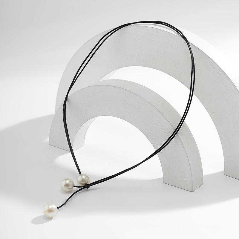 Винтажное ожерелье из цепочки и веревки для женщин, подвеска ручной работы с имитацией жемчуга, регулируемая шея, ювелирное украшение в подарок