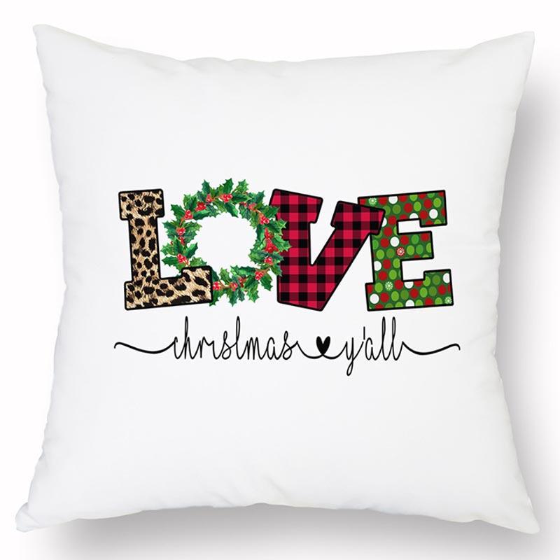 Новая Рождественская Льняная Наволочка с Принтом Домашний Диван Гостиная Праздничная Грязеотталкивающая Подушка