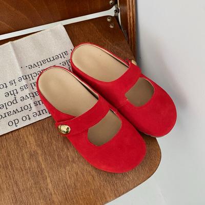 Тапочки-мешки с внутренней стороны из коровьей кожи, увеличивающие рост на 5 см, женские, маленькие, золотистые, с большой круглой головкой, одинарные, полутапочки