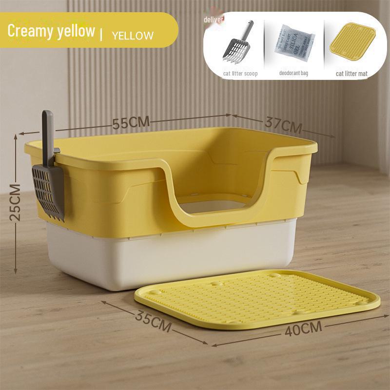 Giant Open Cat Litter Box - Splash-Proof for Large Cats