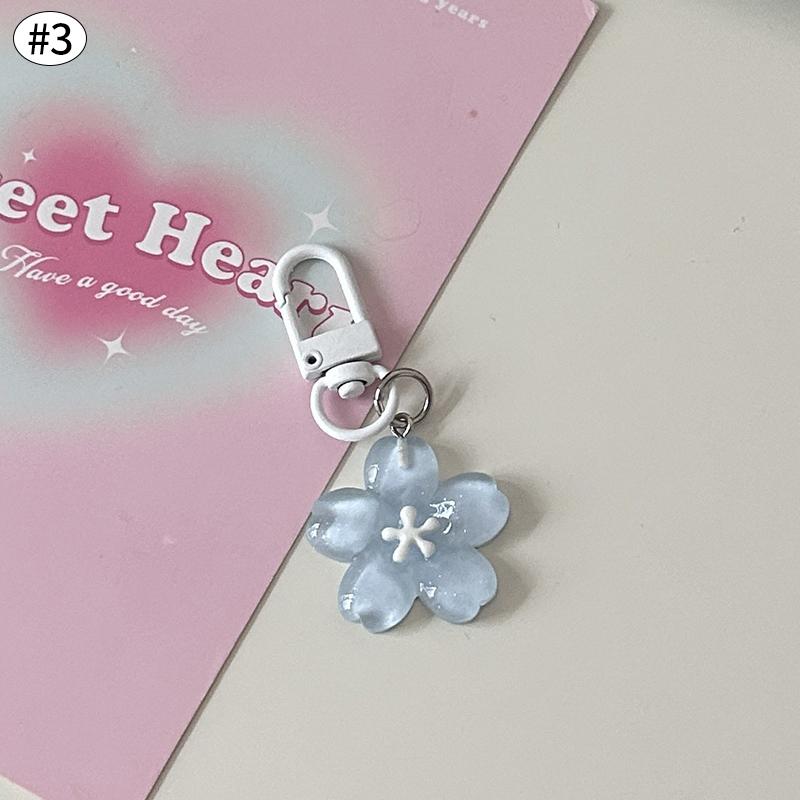 Lovely Sakura Flower Keychain Charm Cute Colored Transparent Flower Keychain Pendant Enamel Bag Hanging Pendent Charms Key Ring
