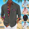 Мужская летняя новая свободная рубашка с длинным рукавом с принтом, кардиган, пляжная рубашка